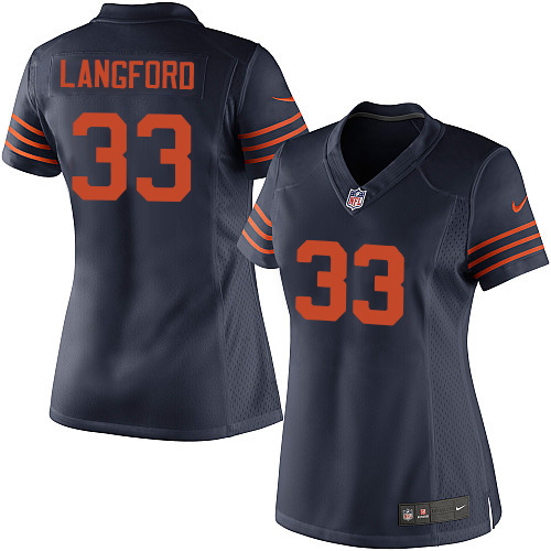 Women's Limited Jeremy Langford Nike Jersey Navy Blue Alternate - #33 1940s Throwback NFL Chicago Bears